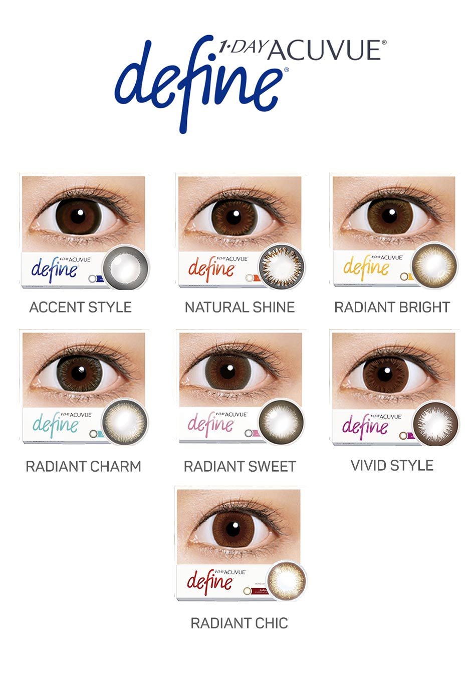 1-day Acuvue Define Color Chart